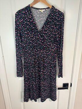 Boden Layla Jersey Dress Printed Wrap Style Pockets Stretch 8